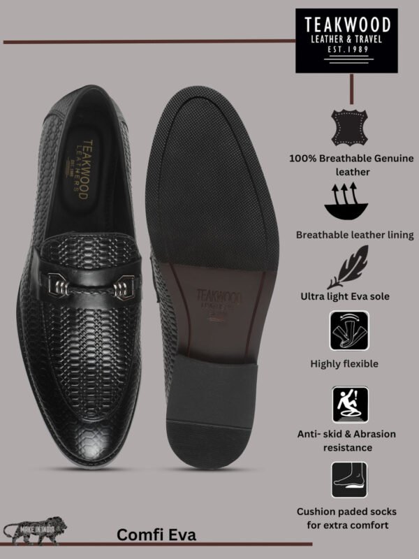 Men's Black Texture Leather Slip-on shoes