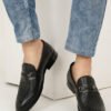 Men's Black Texture Leather Slip-on shoes