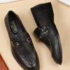 Men's Black Texture Leather Slip-on shoes