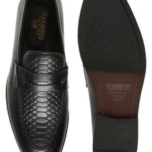 Men's Classic Black Texture Moccasins Leather Shoes