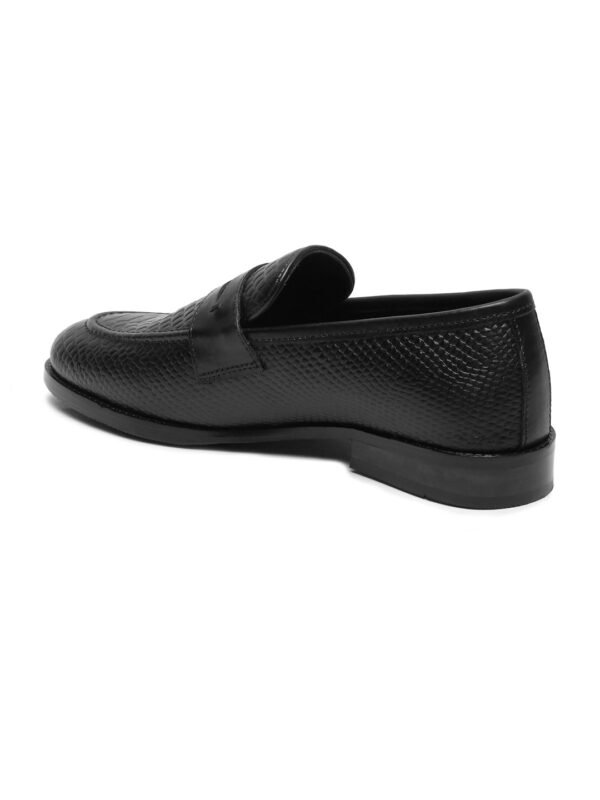 Men's Classic Black Texture Moccasins Leather Shoes - Image 5