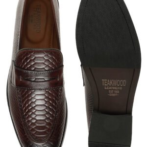 Men's Classic Brown Texture Moccasins Leather Shoes