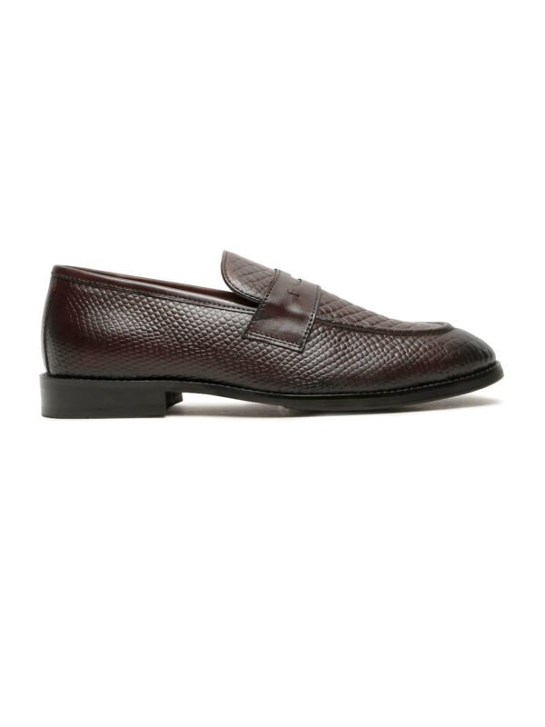 Men's Classic Brown Texture Moccasins Leather Shoes - Image 5