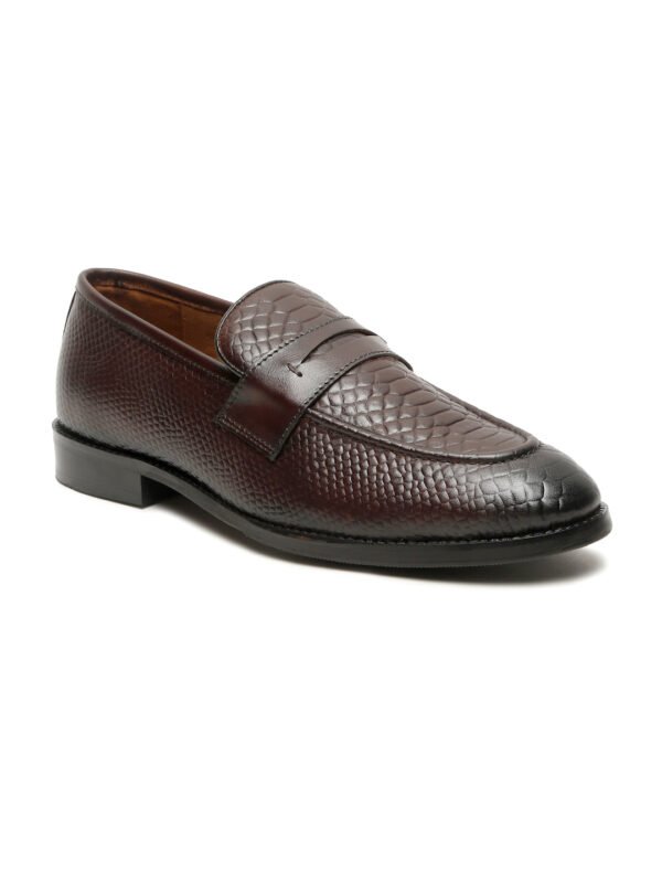 Men's Classic Brown Texture Moccasins Leather Shoes - Image 3