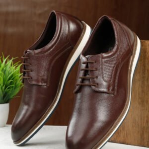Men's Brown Semi-Formal Lace-Up Leather Shoes