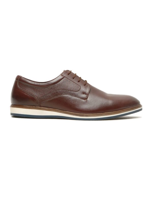Men's Brown Semi-Formal Lace-Up Leather Shoes - Image 3