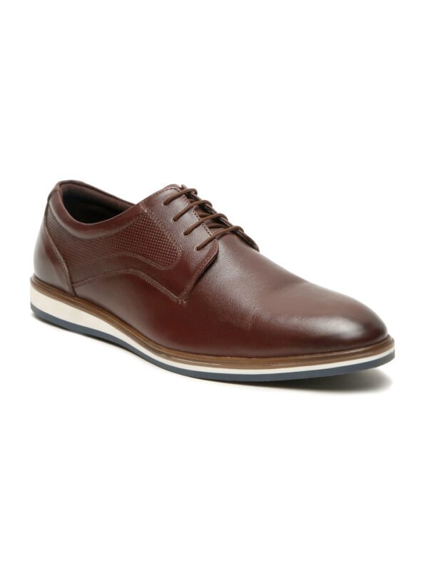 Men's Brown Semi-Formal Lace-Up Leather Shoes - Image 5