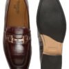 Men's Brown Texture Slip-On Loafers With Buckle