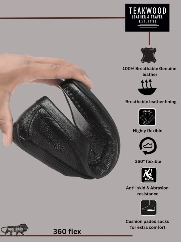 Men's Black Leather Flexi 360 Loafers - Image 9