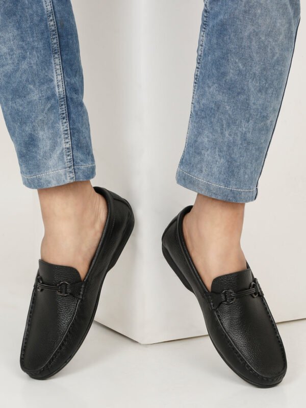 Men's Black Leather Flexi 360 Loafers - Image 8