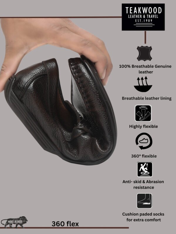 Men's Brown Leather Flexi 360 Loafers - Image 9