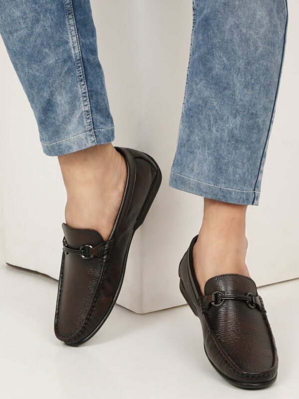 Men's Brown Leather Flexi 360 Loafers - Image 8