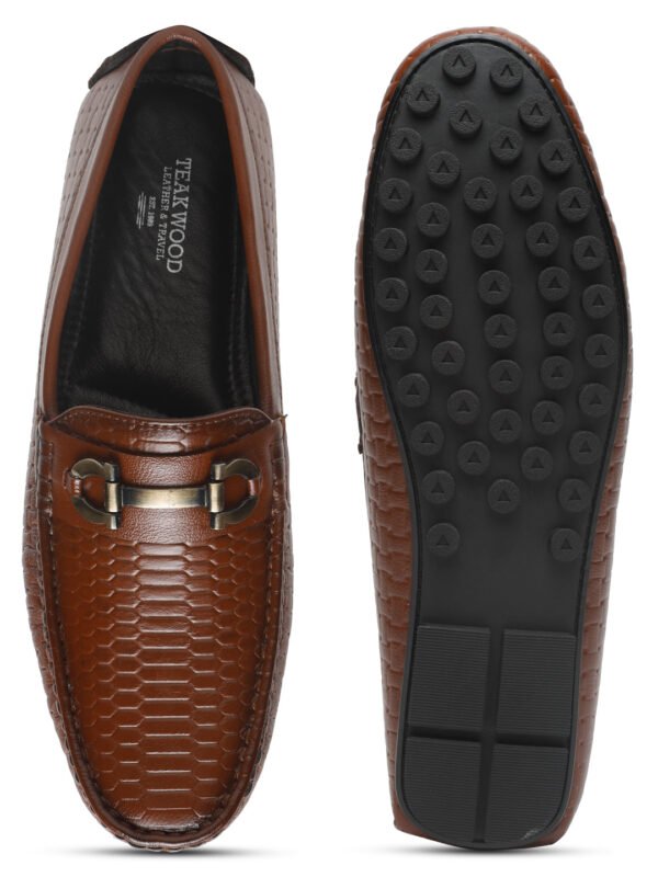 Men's Brown Texture Leather Flexi 360 Loafers - Image 2