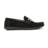 Men's Black Suede Leather Loafers With Golden Buckle